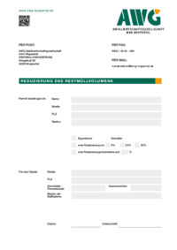Formular: Antrag zur Restmüllreduzierung